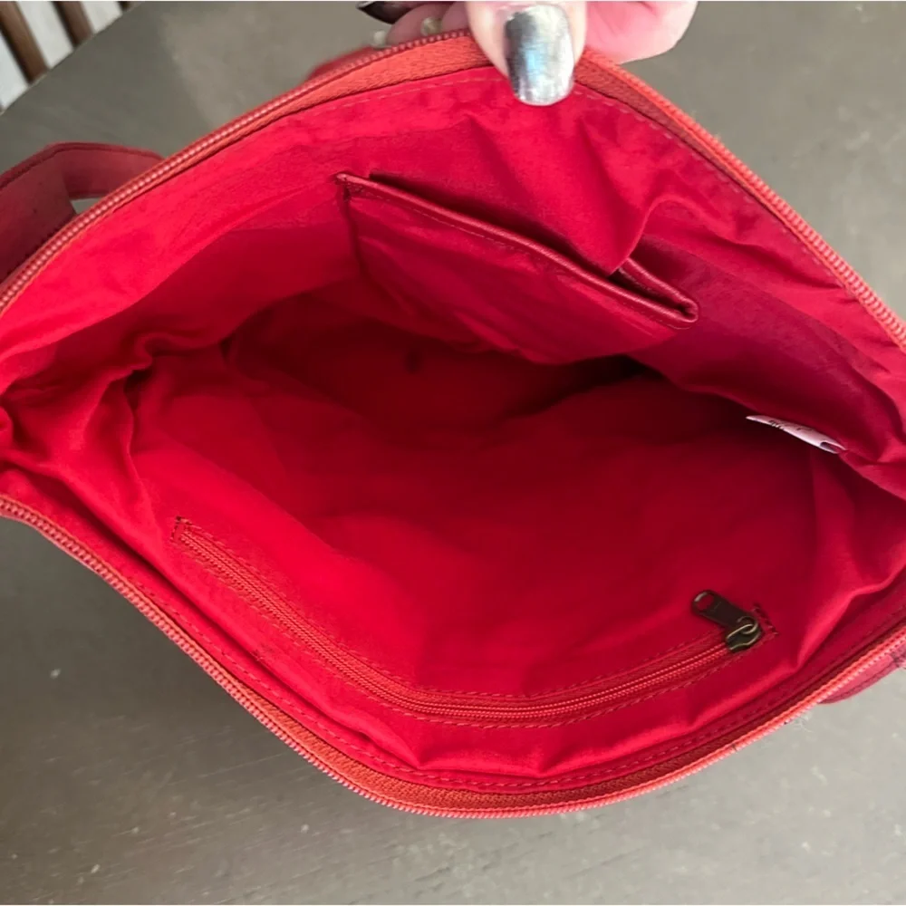 Braided Leather Crossbody Bag Purse Casual Genuine Leather 11” x 11” Red… - Picture 13 of 15